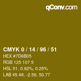 Color code: CMYK 0 / 14 / 96 / 51 | qconv.com