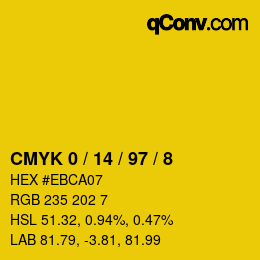 カラーコード: CMYK 0 / 14 / 97 / 8 | qconv.com