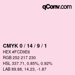 カラーコード: CMYK 0 / 14 / 9 / 1 | qconv.com