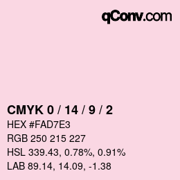 カラーコード: CMYK 0 / 14 / 9 / 2 | qconv.com