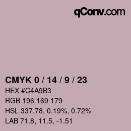 カラーコード: CMYK 0 / 14 / 9 / 23 | qconv.com