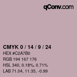 カラーコード: CMYK 0 / 14 / 9 / 24 | qconv.com