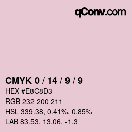 颜色代码: CMYK 0 / 14 / 9 / 9 | qconv.com