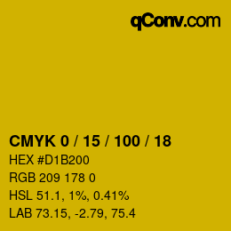 颜色代码: CMYK 0 / 15 / 100 / 18 | qconv.com
