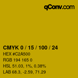 Color code: CMYK 0 / 15 / 100 / 24 | qconv.com