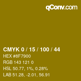 Color code: CMYK 0 / 15 / 100 / 44 | qconv.com