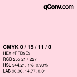 カラーコード: CMYK 0 / 15 / 11 / 0 | qconv.com