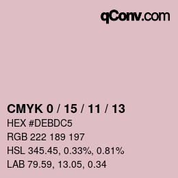 颜色代码: CMYK 0 / 15 / 11 / 13 | qconv.com