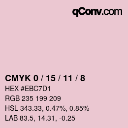カラーコード: CMYK 0 / 15 / 11 / 8 | qconv.com