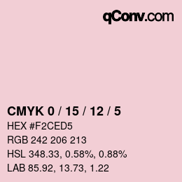 カラーコード: CMYK 0 / 15 / 12 / 5 | qconv.com