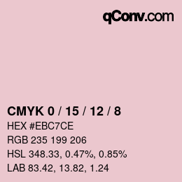 カラーコード: CMYK 0 / 15 / 12 / 8 | qconv.com