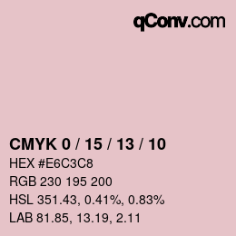 カラーコード: CMYK 0 / 15 / 13 / 10 | qconv.com