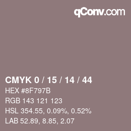 Color code: CMYK 0 / 15 / 14 / 44 | qconv.com