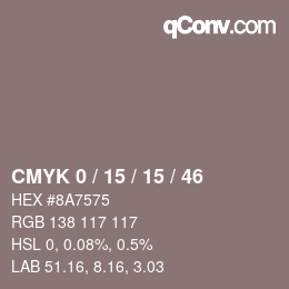 カラーコード: CMYK 0 / 15 / 15 / 46 | qconv.com