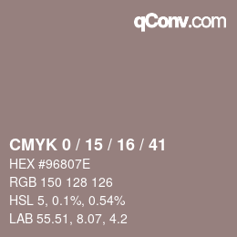 Farbcode: CMYK 0 / 15 / 16 / 41 | qconv.com