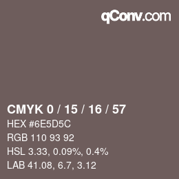 Código de color: CMYK 0 / 15 / 16 / 57 | qconv.com