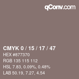 Farbcode: CMYK 0 / 15 / 17 / 47 | qconv.com