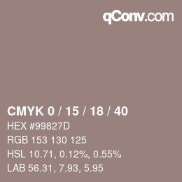 カラーコード: CMYK 0 / 15 / 18 / 40 | qconv.com
