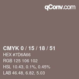 Farbcode: CMYK 0 / 15 / 18 / 51 | qconv.com