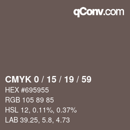 カラーコード: CMYK 0 / 15 / 19 / 59 | qconv.com