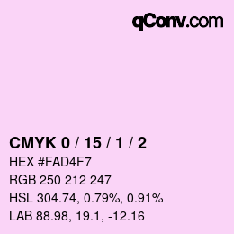 カラーコード: CMYK 0 / 15 / 1 / 2 | qconv.com