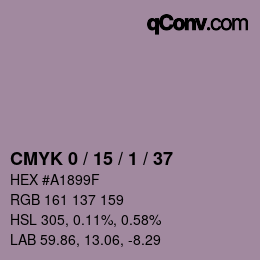 Farbcode: CMYK 0 / 15 / 1 / 37 | qconv.com