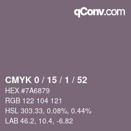 颜色代码: CMYK 0 / 15 / 1 / 52 | qconv.com