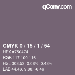 Color code: CMYK 0 / 15 / 1 / 54 | qconv.com