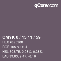 Color code: CMYK 0 / 15 / 1 / 59 | qconv.com