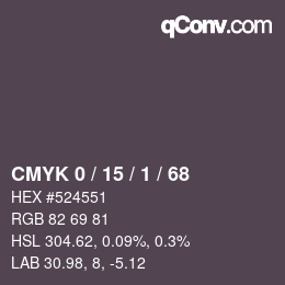 カラーコード: CMYK 0 / 15 / 1 / 68 | qconv.com