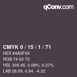 颜色代码: CMYK 0 / 15 / 1 / 71 | qconv.com