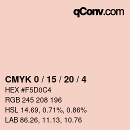 カラーコード: CMYK 0 / 15 / 20 / 4 | qconv.com