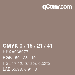 Farbcode: CMYK 0 / 15 / 21 / 41 | qconv.com