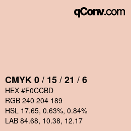 カラーコード: CMYK 0 / 15 / 21 / 6 | qconv.com