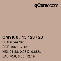 Farbcode: CMYK 0 / 15 / 23 / 23 | qconv.com