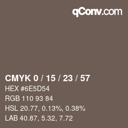 カラーコード: CMYK 0 / 15 / 23 / 57 | qconv.com