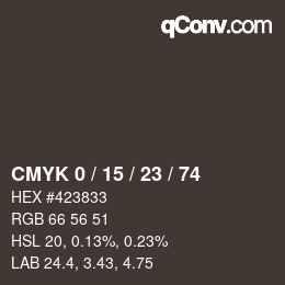 Color code: CMYK 0 / 15 / 23 / 74 | qconv.com