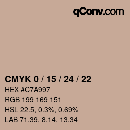 カラーコード: CMYK 0 / 15 / 24 / 22 | qconv.com