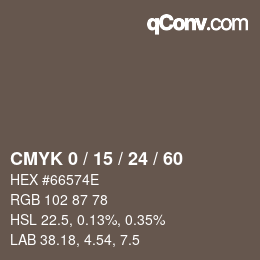 カラーコード: CMYK 0 / 15 / 24 / 60 | qconv.com