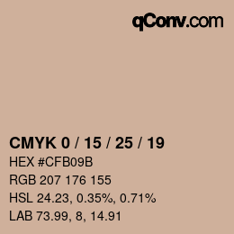 Farbcode: CMYK 0 / 15 / 25 / 19 | qconv.com