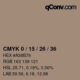 Farbcode: CMYK 0 / 15 / 26 / 36 | qconv.com
