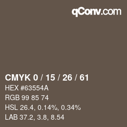カラーコード: CMYK 0 / 15 / 26 / 61 | qconv.com