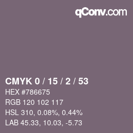 Color code: CMYK 0 / 15 / 2 / 53 | qconv.com