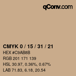 Color code: CMYK 0 / 15 / 31 / 21 | qconv.com