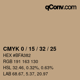 Color code: CMYK 0 / 15 / 32 / 25 | qconv.com