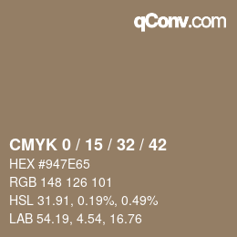 Farbcode: CMYK 0 / 15 / 32 / 42 | qconv.com