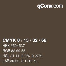 カラーコード: CMYK 0 / 15 / 32 / 68 | qconv.com