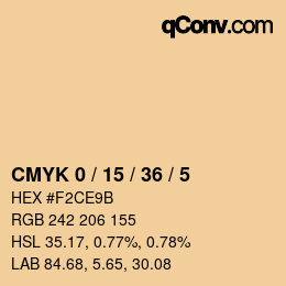 Color code: CMYK 0 / 15 / 36 / 5 | qconv.com