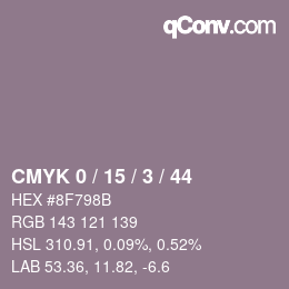 Color code: CMYK 0 / 15 / 3 / 44 | qconv.com
