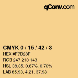 カラーコード: CMYK 0 / 15 / 42 / 3 | qconv.com